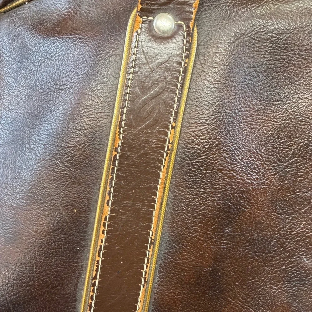 Vintage MacGregor Brown Faux Leather Travel Duffle Bag Luggage Retro Weekender